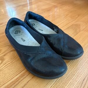 Clarks Cloudsteppers Sillian Jetay Slip On Shoes flats Black Womens 37.5 Size 7